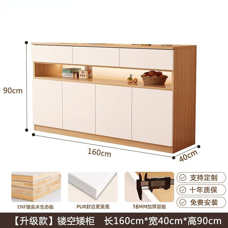 Cream-style shoe cabinet for home entryway, integrated against the wall, minimalist partition cabinet for living room storage, custom solid wood.