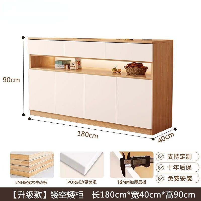 Cream-style shoe cabinet for home entryway, integrated against the wall, minimalist partition cabinet for living room storage, custom solid wood.